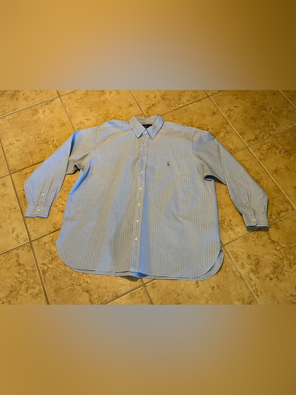 Ralph Lauren Oxford Chambray Striped Blue Shirt Pony Logo Classic Fit 2XB Big